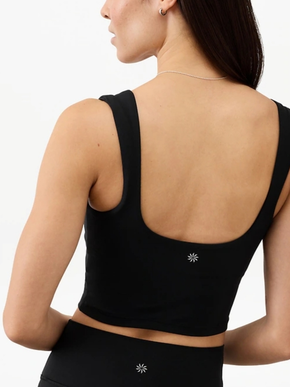 Size M - 🆕️ ATHLETA Transcend Black Square Neck Crop Tank Sports Top Bra A-C - Picture 5 of 8
